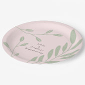 シンプルSage Green葉名Date Pink's 結婚. ペーパープレート (アングル)