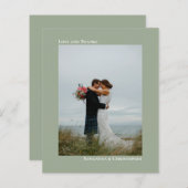 シンプルSage Green BUDGETの結婚写真ありがとう (正面/裏面)