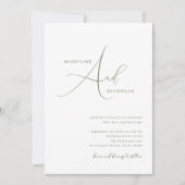 シンプルSage Green Minimalistスクリプ結婚ト 招待状 (正面)