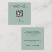 シンプルSage Green QRコードの結婚詳細 エンクロージャーカード (正面/裏面)