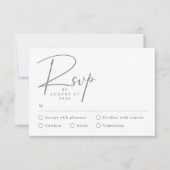 シンプルSage Green RSVPカーモダンド 出欠カード (正面)