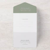 シンプルSage Green Script QRコード結婚s オールインワン招待状 (外側)