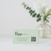 シンプルSage Wedding RSVP Webサイトエンクロージャカード エンクロージャーカード (スタンド正面)