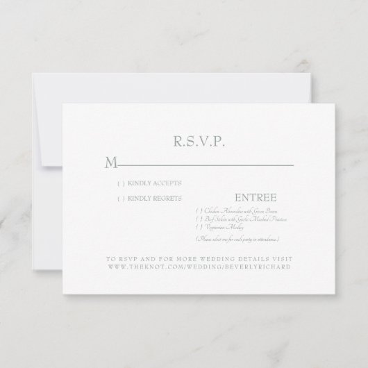 シンプルSage & White Wedding RSVPカード (正面)