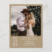 シンプルSandy Tan Wedding Save the Date Photo ポストカード (正面)