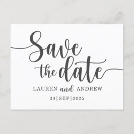 シンプルSave the Date Black & White 結婚's ポストカード
