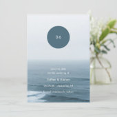 シンプルSave the Date Blue海ビーチ結婚式 セーブザデート (スタンド正面)