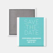 シンプルSave the Date Magnet、ターコイズ マグネット (正面/裏面)