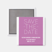 シンプルSave the Date Magnet、明るい赤紫色 マグネット (正面/裏面)