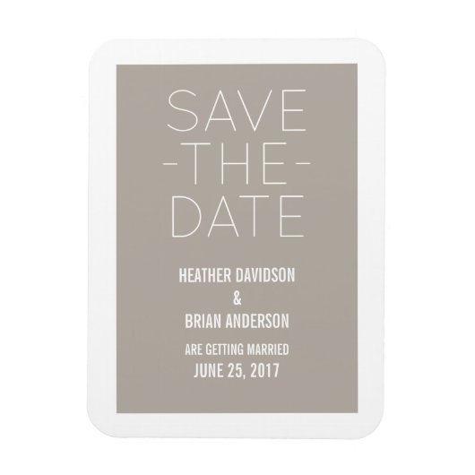 シンプルSave the Date Magnet, Beige マグネット (縦)
