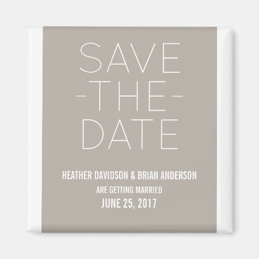 シンプルSave the Date Magnet, Beige マグネット (正面)