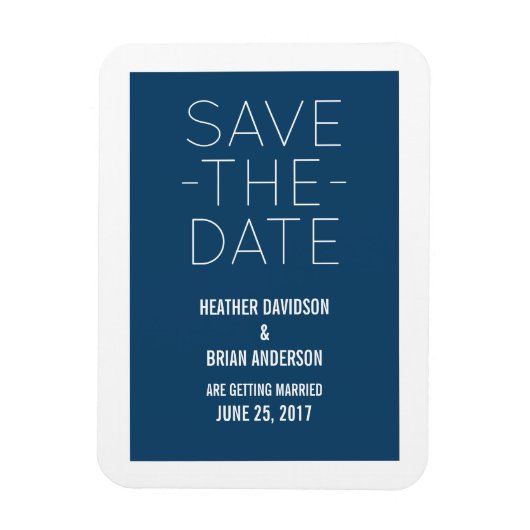 シンプルSave the Date Magnet, Blue マグネット (縦)