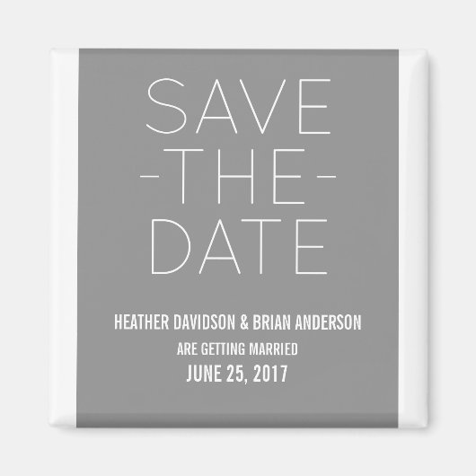 シンプルSave the Date Magnet, Gray マグネット (正面)