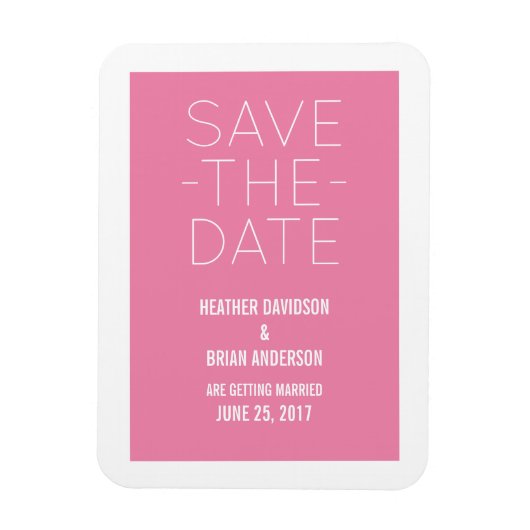 シンプルSave the Date Magnet, Pink マグネット (縦)
