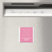 シンプルSave the Date Magnet, Pink マグネット (インサイチュ (食洗機))