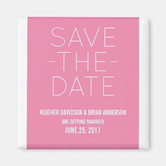 シンプルSave the Date Magnet, Pink マグネット (正面)