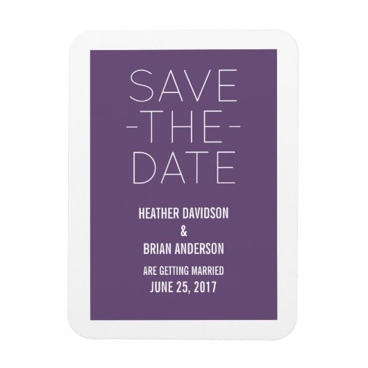 シンプルSave the Date Magnet, Purple マグネット (縦)