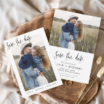 シンプルSave the Date Photo Minimalist セーブザデート<br><div class="desc">ウェディング表裏に写真が入った日付カードを保存する。Save the Dateカードには手で書いたモダン草書タイポグラフィが含まれエレガント、シンプルとミニマルモダンムな結婚式の日のお祝いの後に使用すシンプルる。</div>