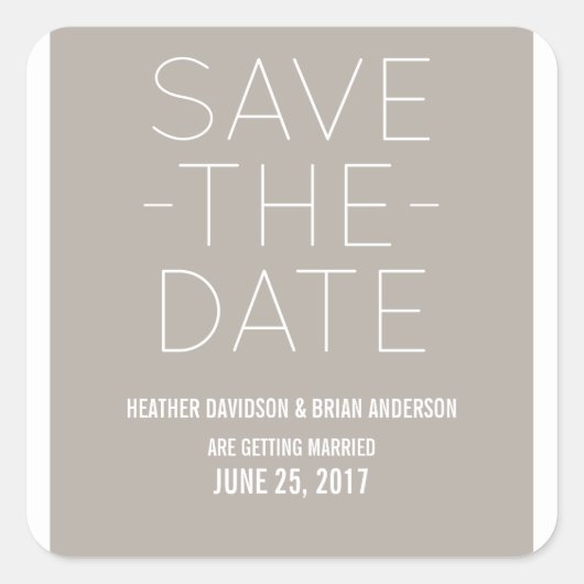 シンプルSave the Date Stickers, Beige スクエアシール (正面)
