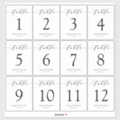 シンプルScriptのテ結婚ーブル番号ワインボトル シール (シート)