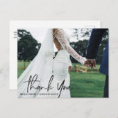 シンプルScriptの結婚写真ありがとう ポストカード (正面/裏面)