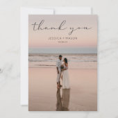 シンプルScriptの結婚写真サンキューカード サンキューカード (正面)