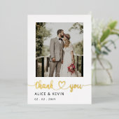 シンプルScriptエレガント手書き写真結婚のTh 箔招待状 (立ち正面)