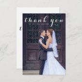 シンプルScriptエレガント Vertical Photo結婚's サンキューカード (正面/裏面)