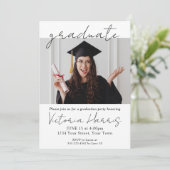 シンプルScriptカスタムおもしろいエレガント卒業 招待状 (スタンド正面)