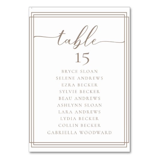 シンプルScriptクラシック結婚のテーブル番号 テーブルナンバー (裏面)