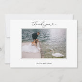 シンプルScriptハートありがとう結婚の写真カード サンキューカード (正面)