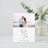 シンプルScriptハート結婚の感謝の写真 ポストカード (スタンド正面)