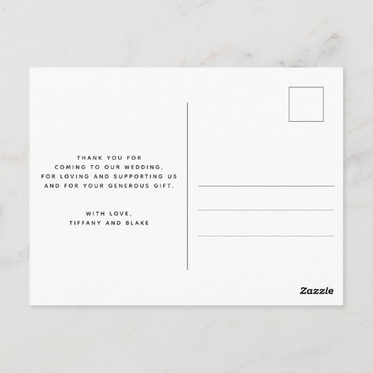 シンプルScriptハート結婚の感謝の写真 ポストカード (裏面)