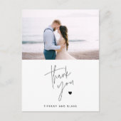 シンプルScriptハート結婚の感謝の写真 ポストカード (正面)