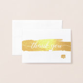 シンプルScriptブラシストロークのロカスタムゴ 箔カード (封筒付き正面)