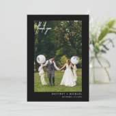 シンプルScriptブラックフォトモダンー サンキューカード (スタンド正面)