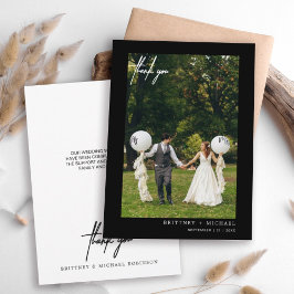 シンプルScriptブラックフォトモダンー サンキューカード