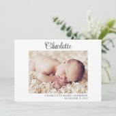 シンプルScriptベビー名Photo Birth発表 招待状 (スタンド正面)