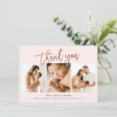 シンプルScriptベビー3フォト誕生Stat サンキューカード (スタンド正面)