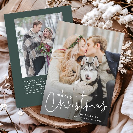 シンプルScriptミニマル Photo Christmas シーズンカード