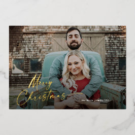 シンプルScriptメリークリスマスフォト 箔シーズンカード