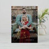 シンプルScriptメリークリスマスフォト 箔シーズンカード (立ち正面)