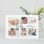 シンプルScriptモダンベビーPhoto Collage誕生 案内状 (スタンド正面)