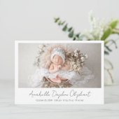 シンプルScriptモダン生まれたばかりの写真エレガント誕生 案内状 (スタンド正面)