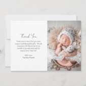 シンプルScriptモダン生まれたばかりの写真エレガント誕生 案内状 (裏面)