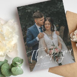 シンプルScriptモダン結婚の写真 サンキューカード<br><div class="desc">シンプルモダンScriptの結婚写真サンキューカード</div>