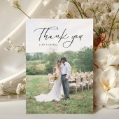 シンプルScriptモダン結婚のPhoto Black サンキューカード