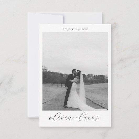 シンプルScriptモダン Photo結婚のサンキューカード サンキューカード (正面)