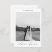 シンプルScriptモダン Photo結婚のサンキューカード サンキューカード (正面/裏面)