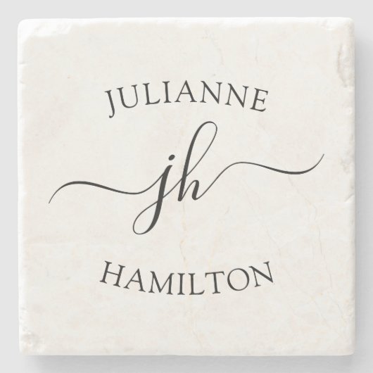 シンプルScriptモノグラム ストーンコースター (正面)